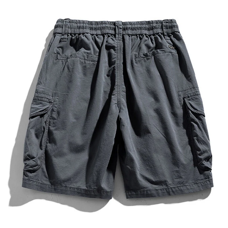 الصيف الرجال البضائع القطن السراويل السراويل ملابس رجالي مرونة الخصر عادية الصلبة الشاطئ عداء ببطء متعدد جيب السراويل الذكور 40 #2