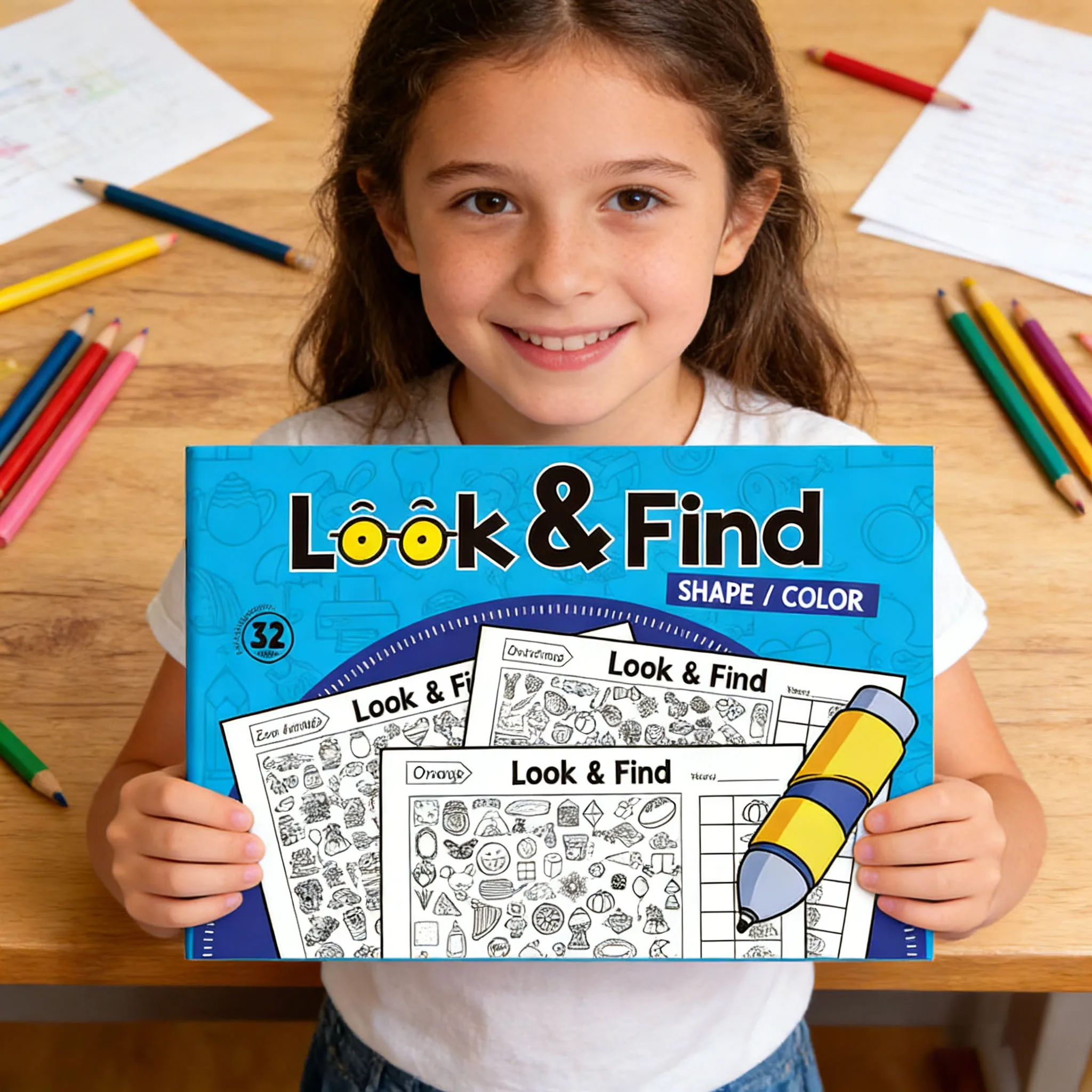 어린이 집중력 및 관찰 훈련 책 세트 - 유아 색칠하기, 물체 찾기 활동, 논리적 사고 펜 컨트롤 연습