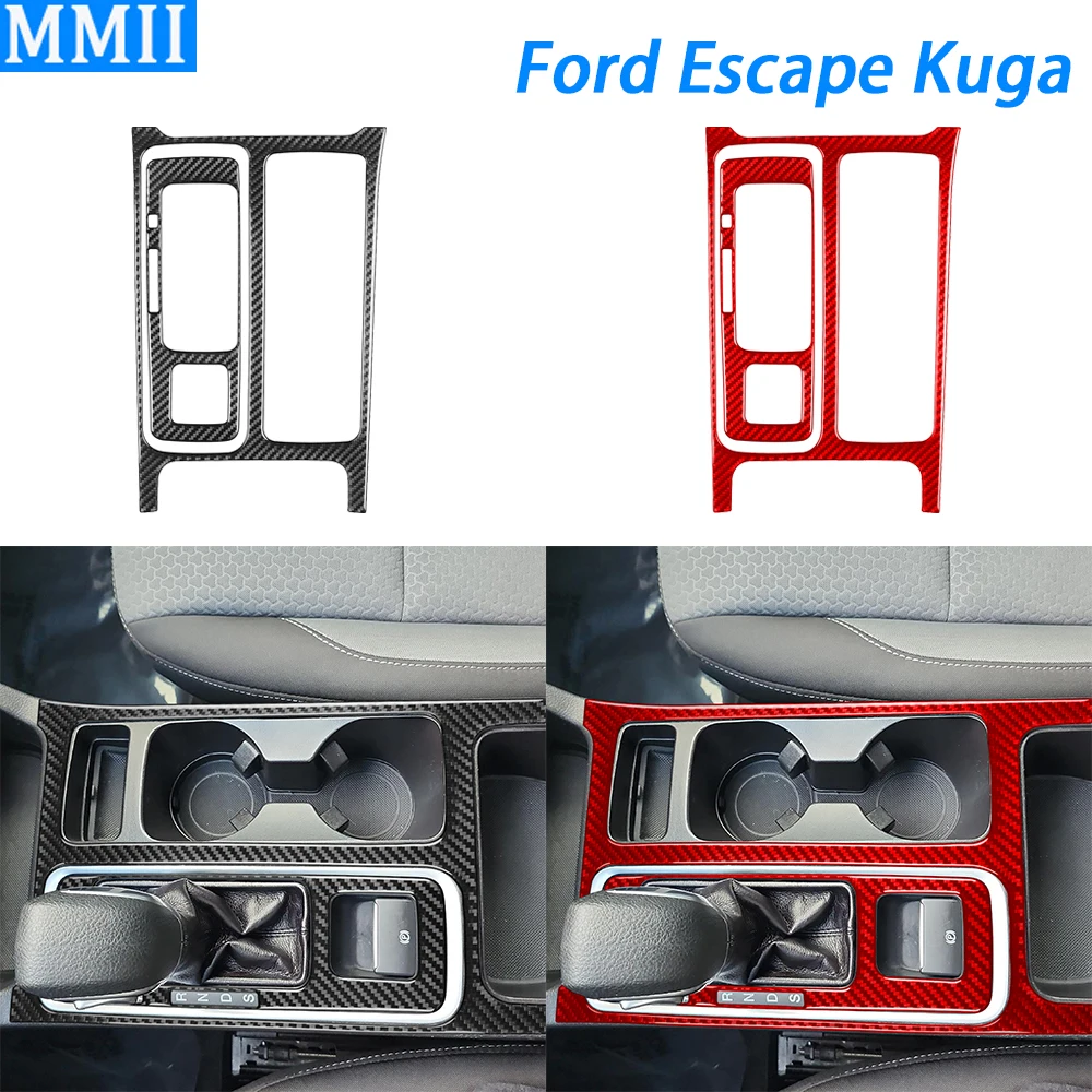 For Ford Escape Kuga 2016-2018 Carbon Fiber Center Console Gear Shift Panel Cover Decorative Car Interior Accessories Sticker