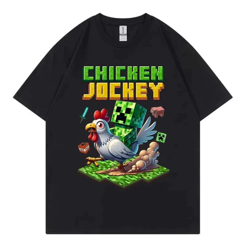 

Забавная футболка с изображением курицы, жокейского игры, мужская и женская одежда, модная футболка с коротким рукавом с героями мультфильмов, Harajuku Y2k, летние футболки, топ