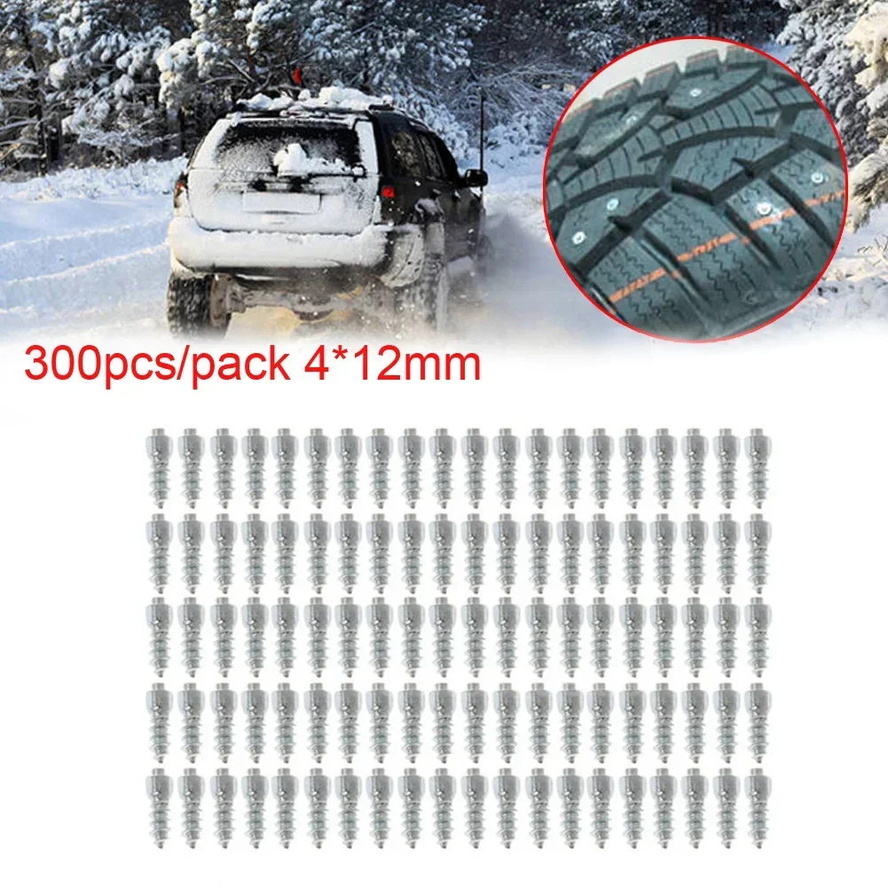 300pcs Winter 12mm Wheel Lugs Snow Screw Tire Studs Anti Skid Anti-Slip Chains Spikes For Car Truck SUV Motorcycle  NEW