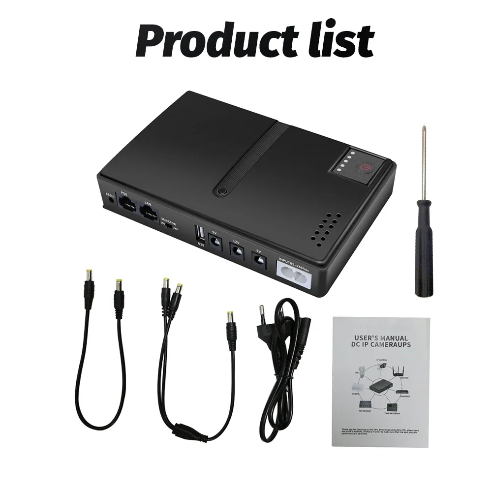 (Sin batería) AC85-265V DC1018L Router 5V9V12V Monitor óptico de gato respaldo fuente de alimentación ininterrumpida cargador teléfono celular DC UPS