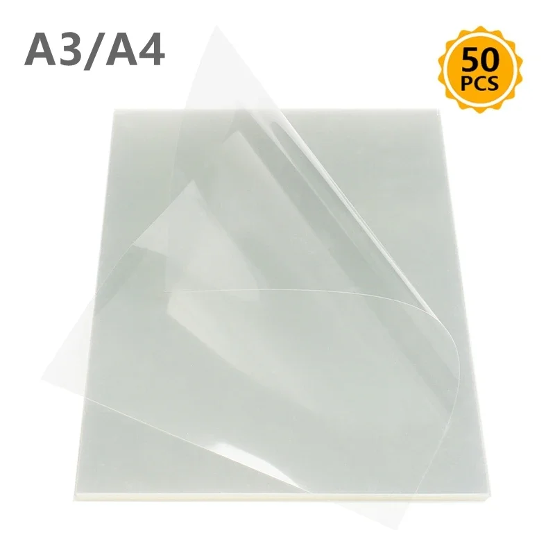 50Pcs A3/A4 Inkjet Printing Film for Screen Printing Films Paper Stencil PCB Inkjet Film Retain Ink Textiles Paper Craft