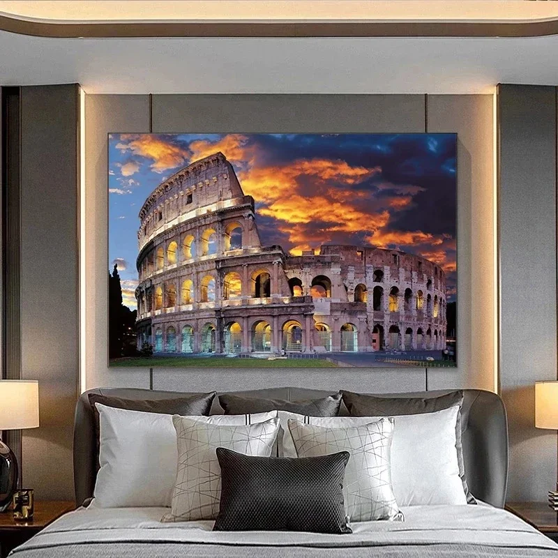 Rome Colosseum Italy World Famous City Building Wall Art Posters and Prints Pictures for Living Room Home Decor Canvas Painting