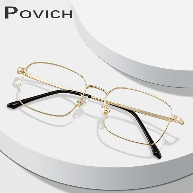 

POVICH Fashion Men's Titanium Glasses Frame Myopia Prescription Eyewear Reading LIGHTWEIGHT Optical Square Eyewear Ocular