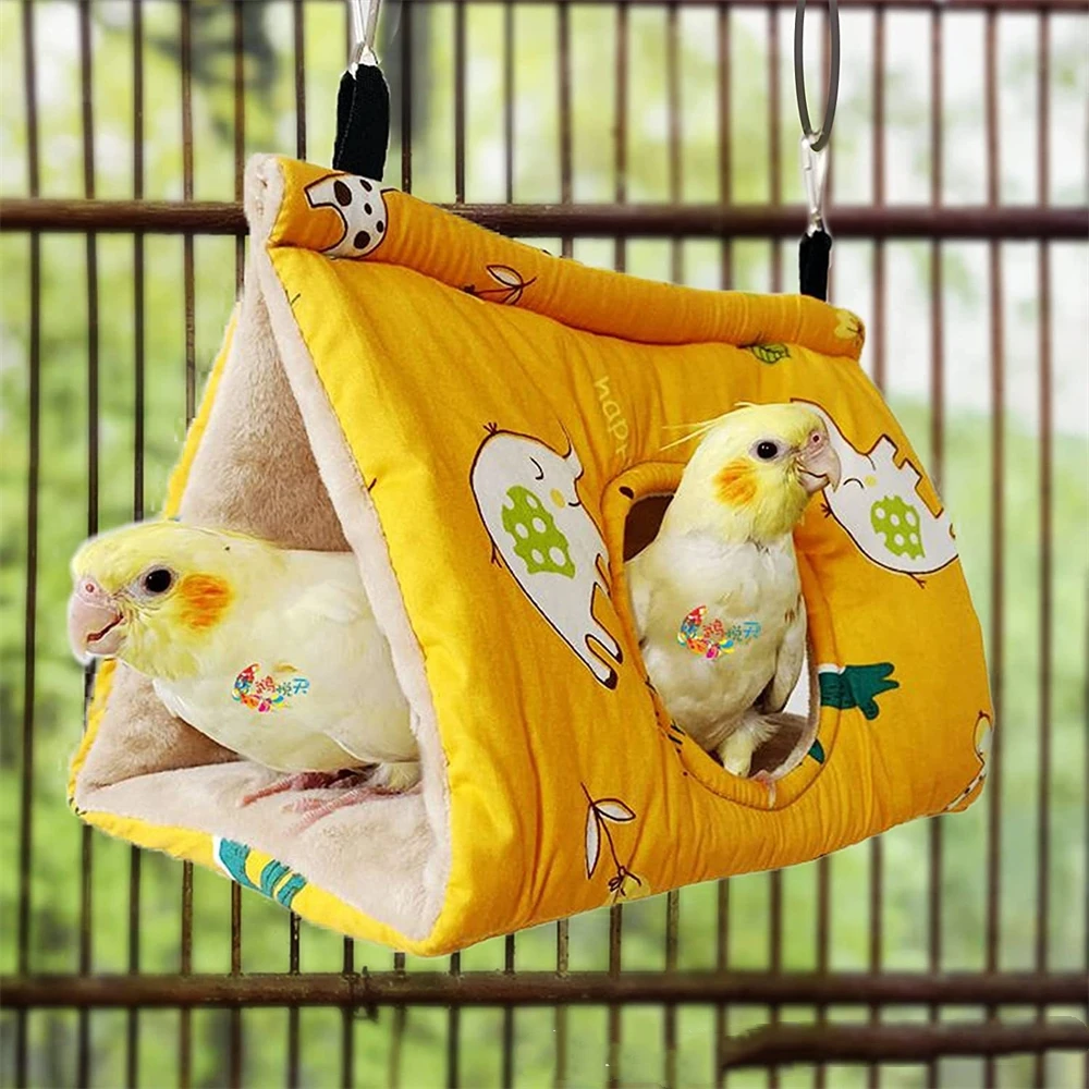 

Winter Warm Bird Nest House Parrot Hanging Hammock Velvet Shed Hut Finch Cage Plush Birds Hideaway Pet Sleeping Bed Perch Swing