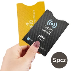 Fundas de bloqueo RFID, Protector de papel de aluminio para prevención de robo de identidad, soporte para tarjeta de identificación de crédito, viaje de negocios, 5 uds.