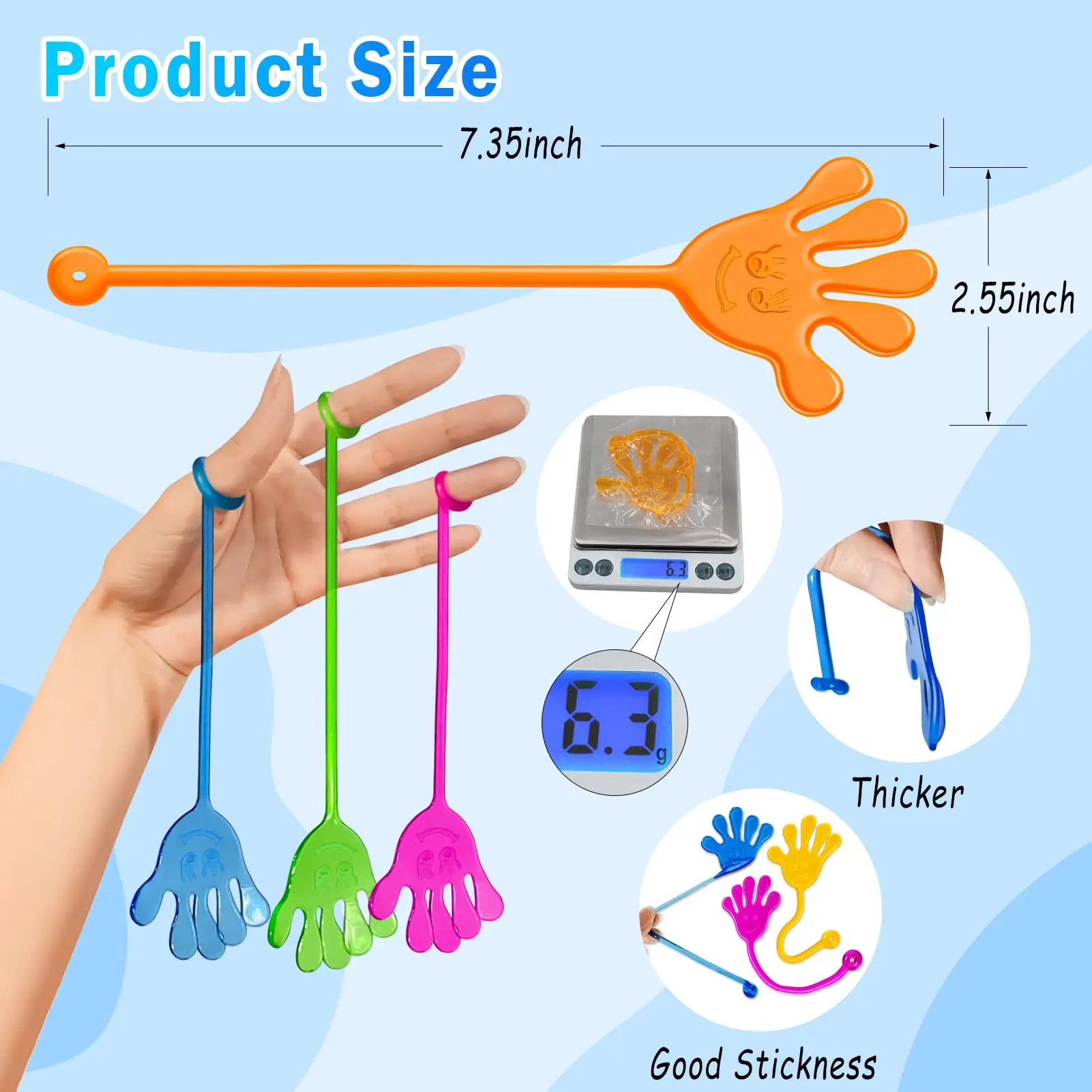5-50PCS Sticky Hands Toys for Kids Party Favors, Stretchy Sticky Toy for Birthday Gift Bags, Treasure Box, Classroom Prizes