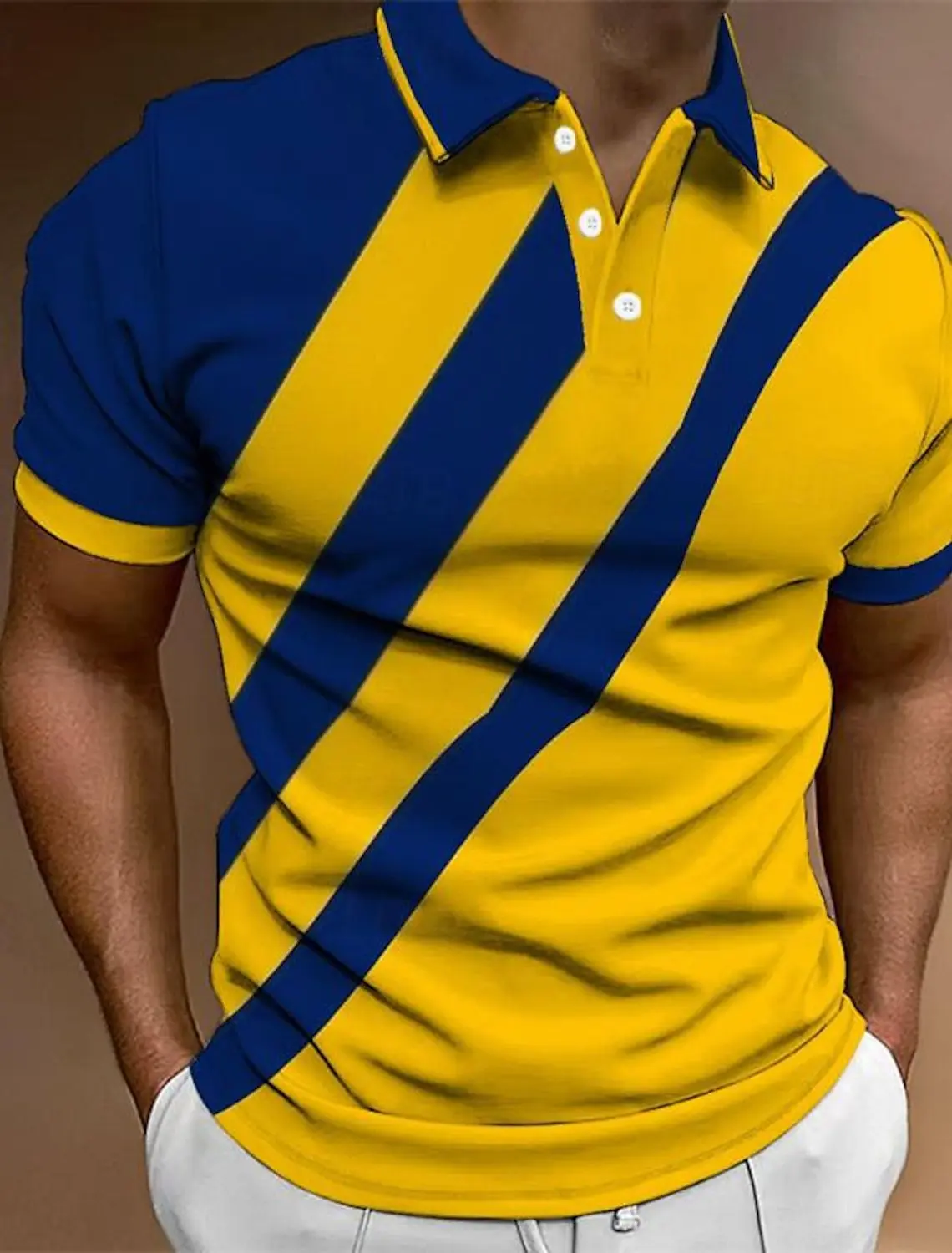 قصيرة الأكمام موضة مخطط الرجال Polos تي شيرت الصيف ثلاثية الأبعاد مطبوعة الشارع الاتجاه الذكور بسيط بولو المحملة 6XL حجم كبير بلايز عادية