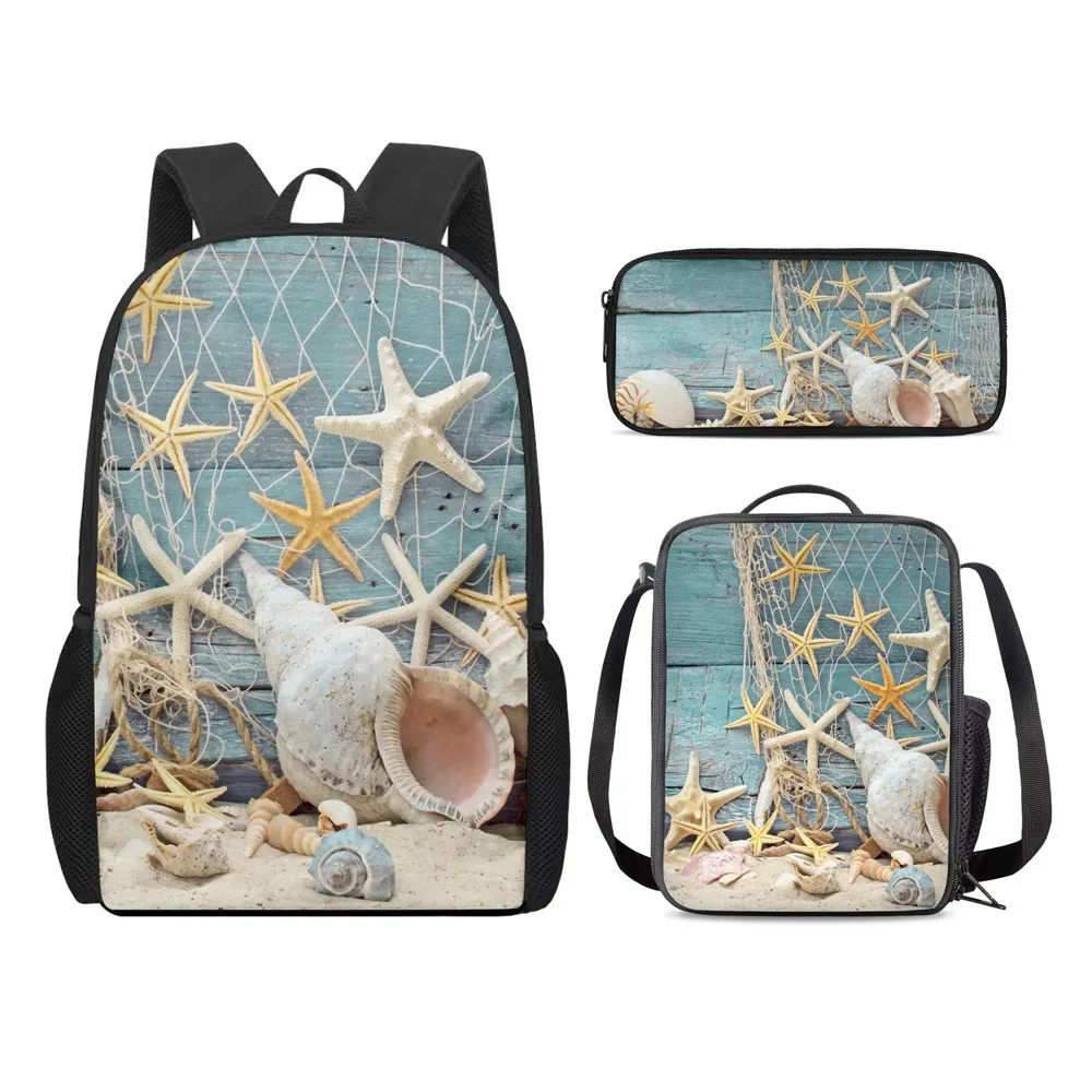 

Luxury Novelty Cool animal Starfish dolphin 3D Print 3pcs/Set pupil School Bags Laptop Daypack Backpack Lunch bag Pencil Case