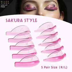 Pink 5pairsBlackwings  Silicone Eyelash Perming Pad Lashes Rods Shield Lifting 3D Eyelash Curler Accessories Applicator Tools