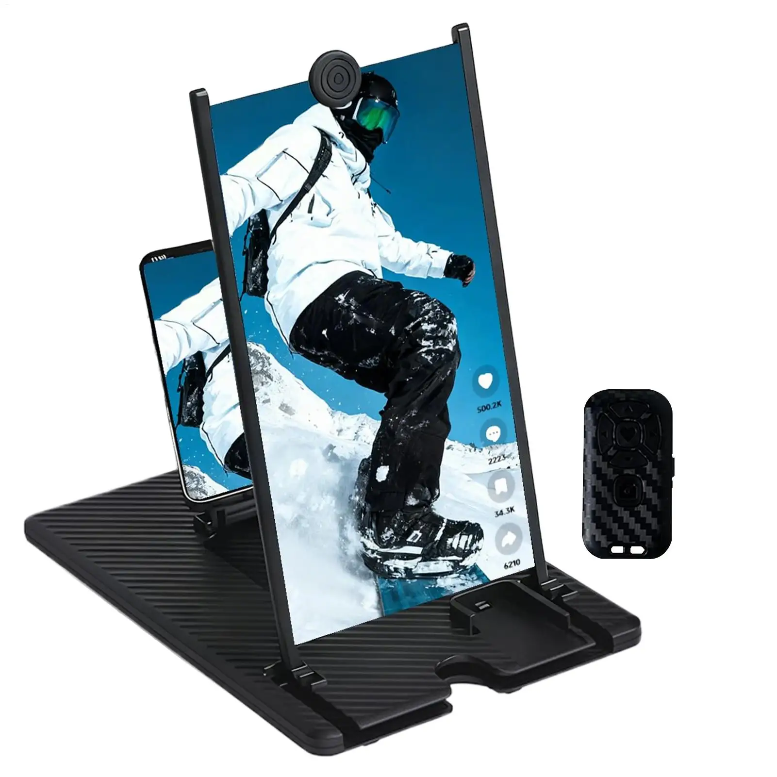 Lupa de pantalla de 12/14 pulgadas 3D HD, lupa para teléfono móvil, pantalla de proyector, soporte plegable con Control remoto inalámbrico