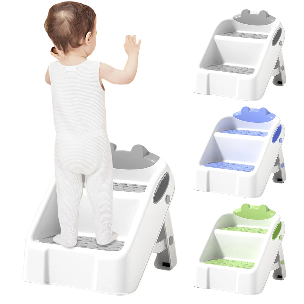 2 Step Stool for Kids Anti-Slip Kids Step Stool Foldable Step Stool for Potty Training Bathroom and Kitchen