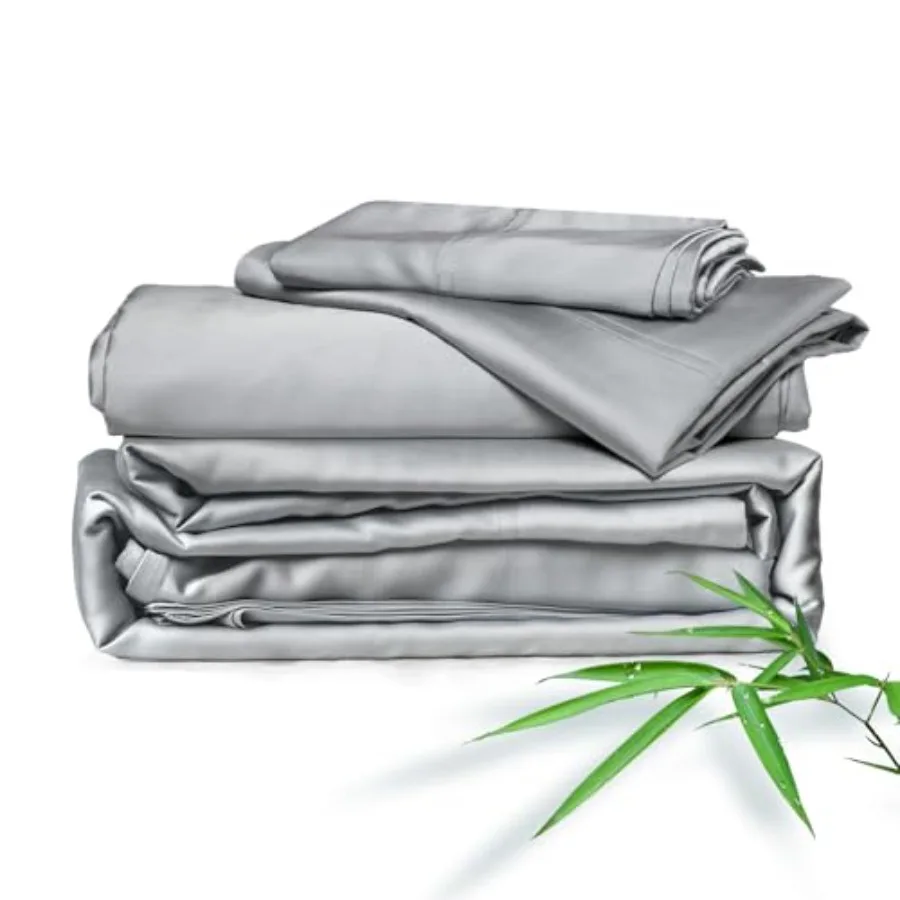 

Sheets Bed Sheet Set 100% Rayon derived from Bamboo Luxuriously Soft Cooling Double Stitching 16" Deep Pockets