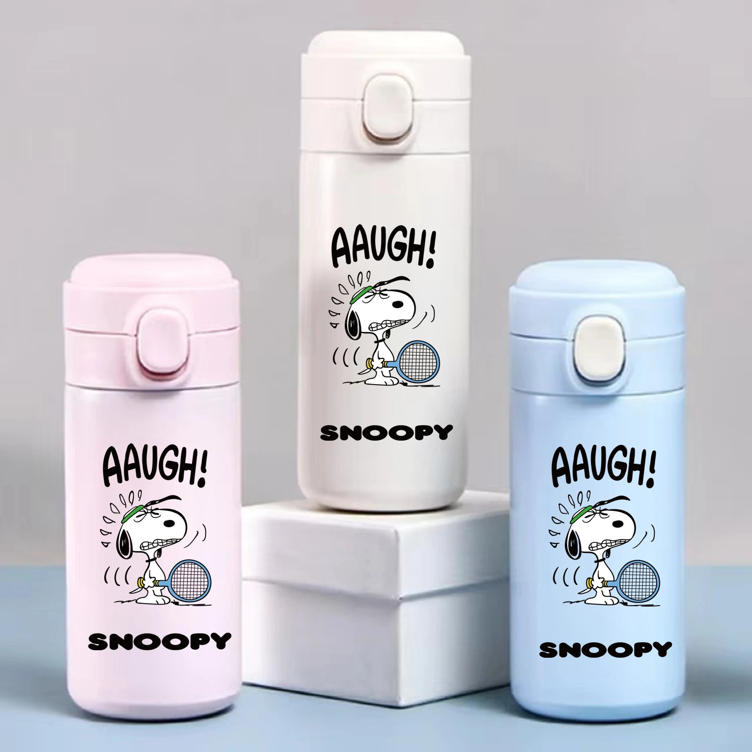 320/420Ml Snoopy Roestvrijstalen Waterbeker Vacuüm Thermos Beker Reizen Draagbare Cartoon Kinderen Drinkbeker Sport Water Botle