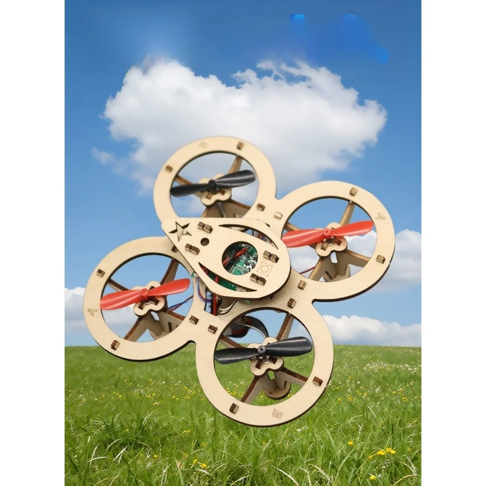 2026 Educational= Wooden RC Aircraft Kit For Children STEM Learning DIY Assembly Drone= With Adjustable Speed= And Spare Parts