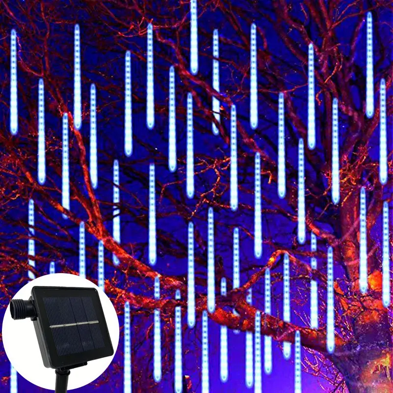 Solar LED Meteor Shower Rain Lights Holiday String Lights Waterproof Garden Light 8 Tubes 30/50cm Christmas Wedding Decoration