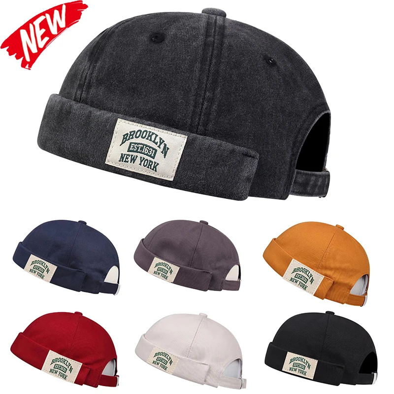 1631 BROOKLYN Label of Cloth Brimless Skullies Cap Melon Skin Cap Hip Hop Vintage Caps Beanie Hat Men Street Portable Docker Hat