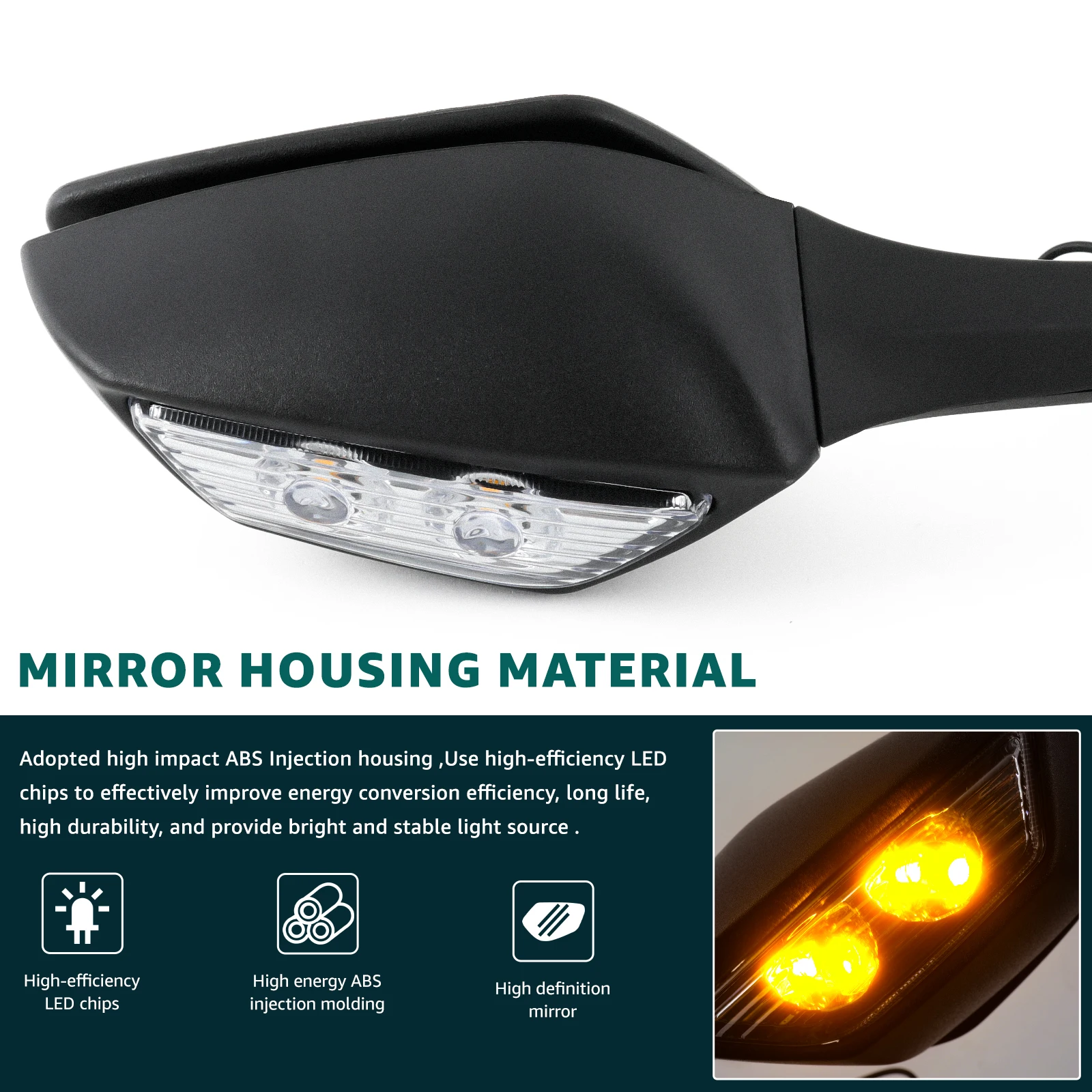 Motorcycle LED Rearview MIrror With LED Turn Signal Light Side Mirrors For Ninja ZX 10R ZX-10R 2011-2015 2016-2020 H2 2014-2015