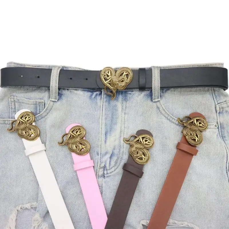 

39BD Trendy Heart Snake Belt Gothicism Men Women Waistband Exquisites Waist Belt for Everyday and Party Wear