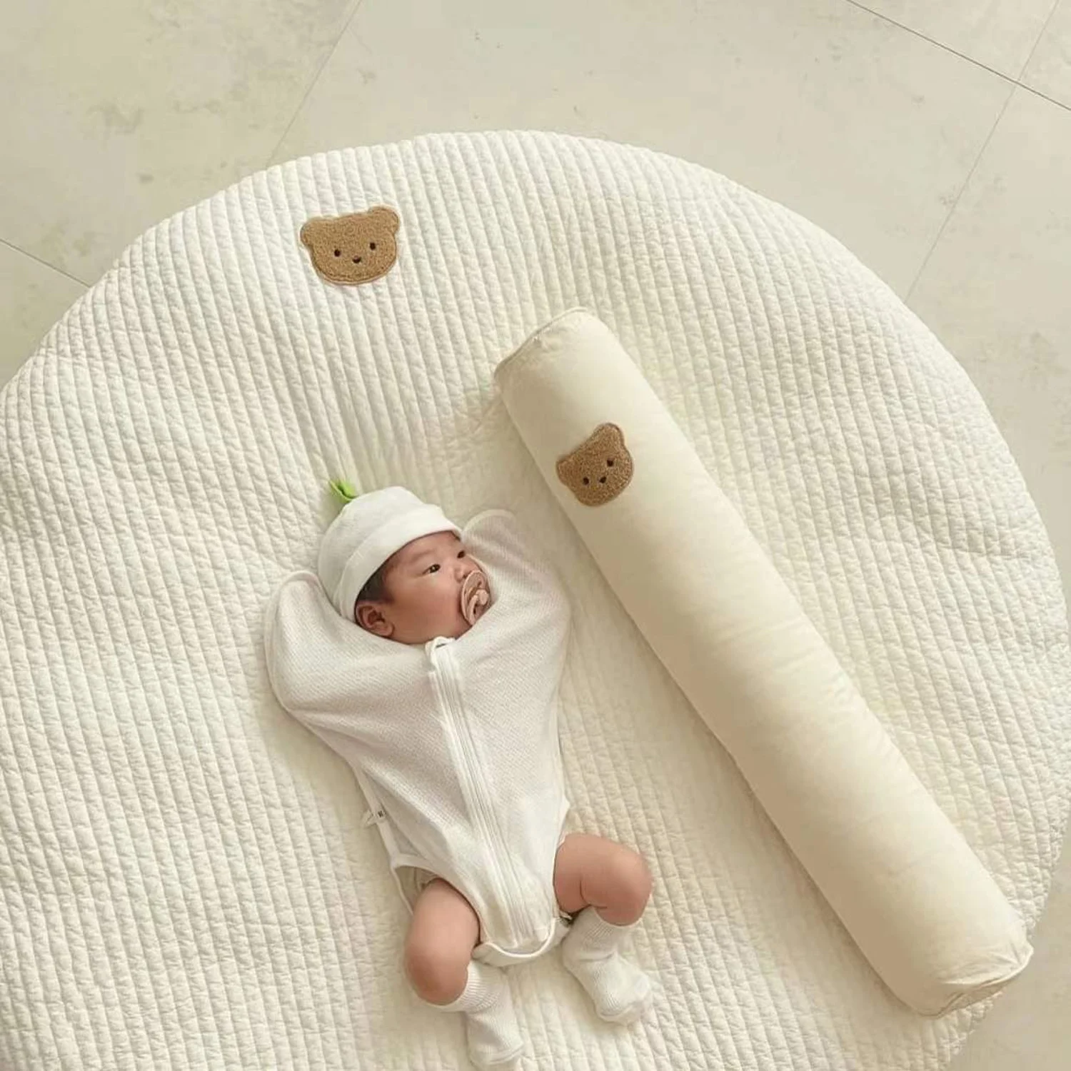 INS Baby Round Crawling Mat Removable Floor Play Pad Beautifully Embroidered Soft Thick Cotton Carpet Floor Rugs Crawling Mat