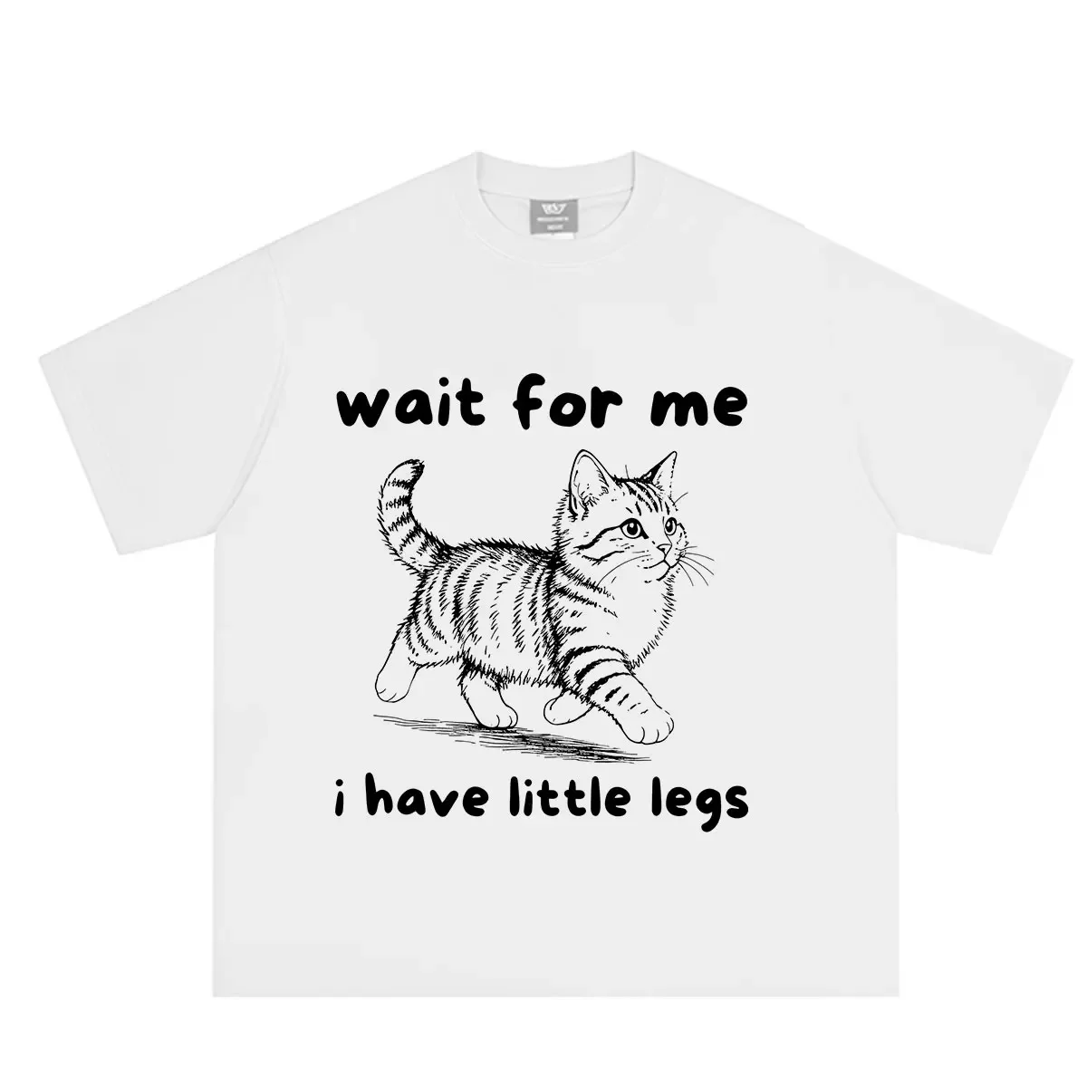 Wait for Me I Have Little Legs Funny Cat Meme Tees Women Fashion T-shirts Summer Short-sleeved Loose Casual-shirts