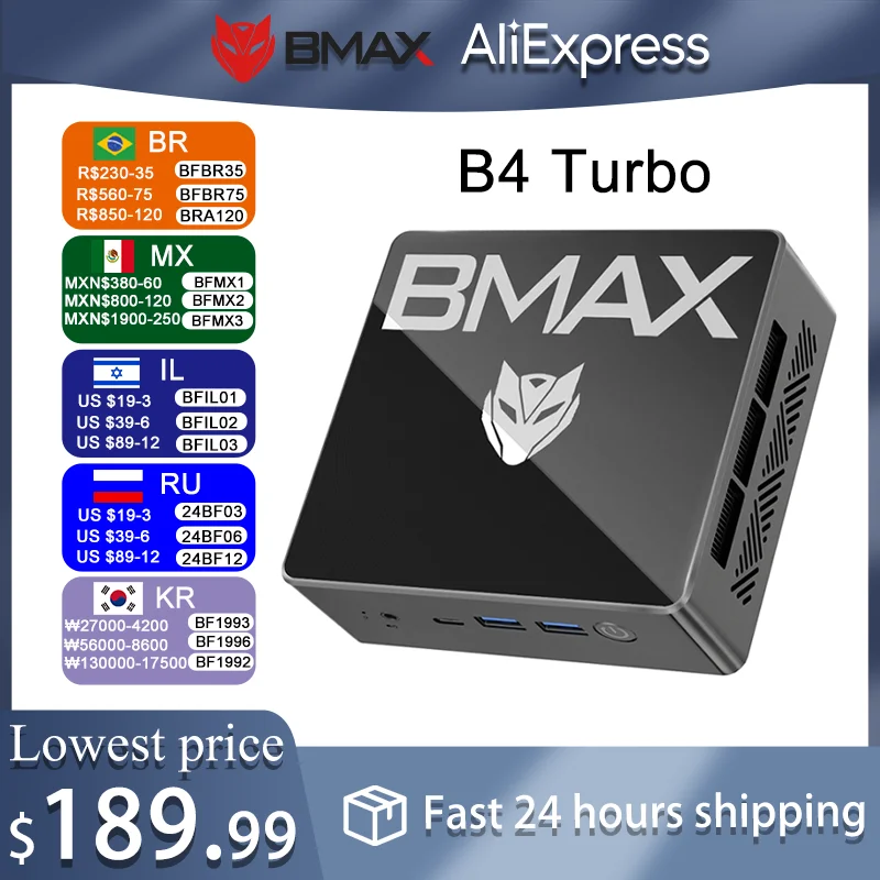 MaxMini B4 Turbo-16GB+512GB Intel 13a geração N150, frequência turbo 3,6 GHz Windows 11 2 * HDMI 4 núcleos e 4 threads