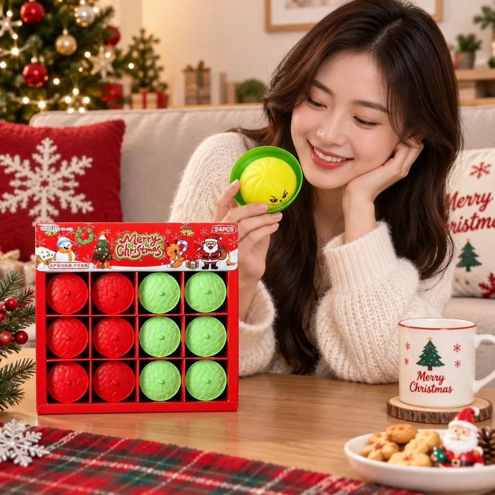 24pcs/set Soft Cute Mini Dumplings Squishy Christmas Halloween Squishy Crystal Bun With Steamer Food Shape Fidget Sensory Toy