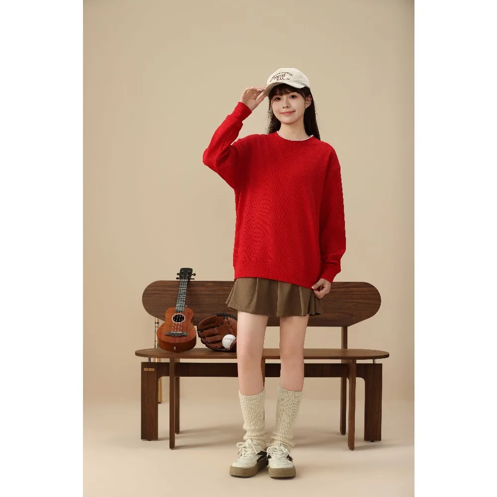 

Korean Simple Solid Color Casual Sports Crew Neck Sweater Autumn American Loose Men and Women Couple Outdoor Jumper