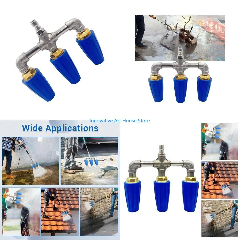 E1PC 360°Rotating Triple Turbos Nozzle for Highly Pressure Washers Efficient Cleaning Aid Increases WaterFlow Sprayed Out
