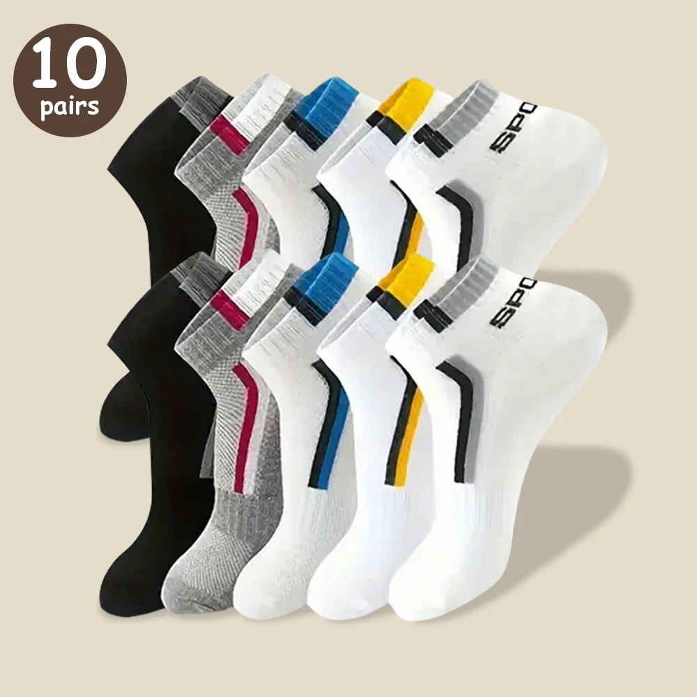

10 Pairs Stripe Pattern Women Man Unisex Couples Sports Socks Ankle socks Spring Summer Holiday Gifts