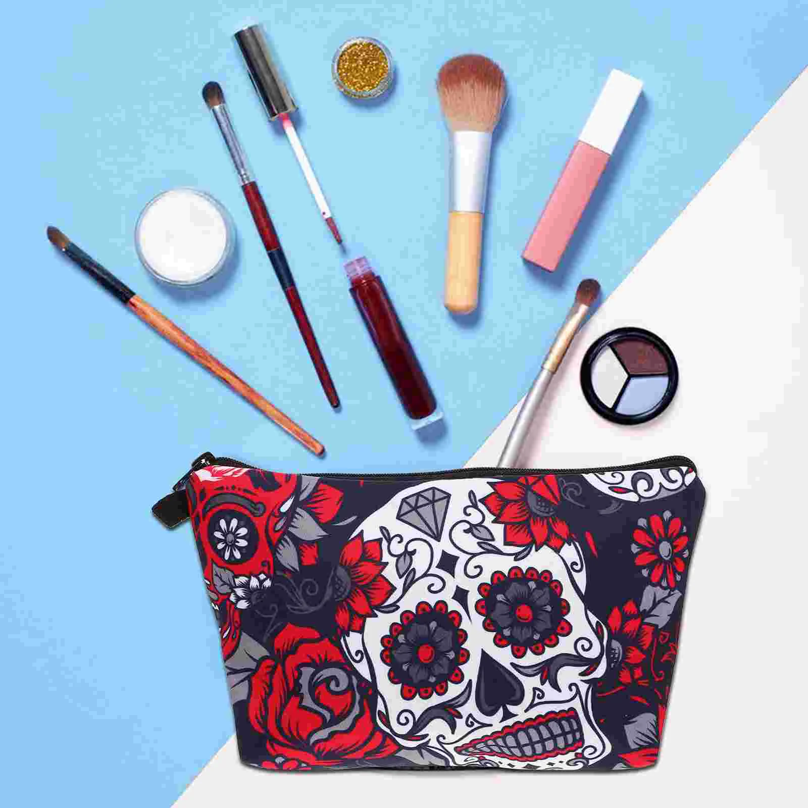 

Bag Skull Pattern Cosmetics Personal Care Pouch Printing Handbag Polyester Storage Miss