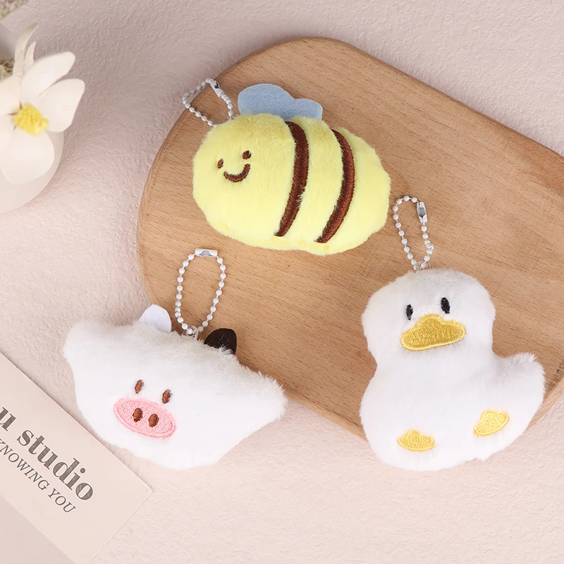 Llavero con colgante de abeja de felpa para niña, accesorios de bolso Kawaii, llavero de muñeca colgante