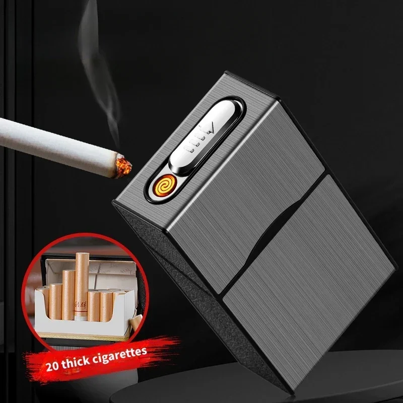 

Outdoor Waterproof and Moisture proof Electronic Lighters 20pc Thick Cigarette Case Tungsten Wire Igniter USB Charging Lighter