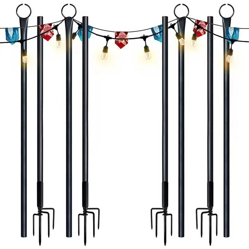 

Decorative String Light Poles Outdoor Light Poles with Spiral Ground Stakes