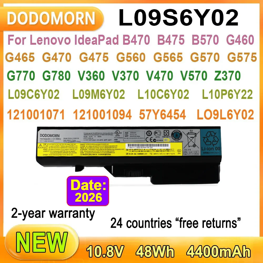 Laptop Battery For Lenovo IdeaPad V360 V370 V470 G460 G560 G460 0677 Z460 Z465 Series High Quality 4400mAh 48Wh