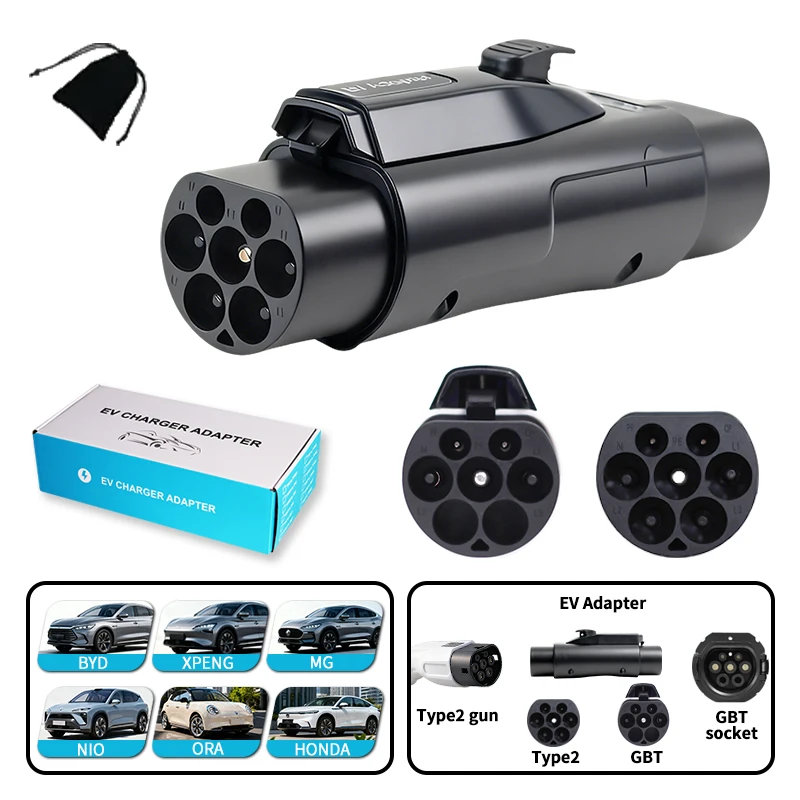 

Адаптер зарядного устройства TYPE2 к GBT для электромобиля Адаптер TYPE2 к GBT EV Разъем зарядного устройства для электромобиля 32A/16A