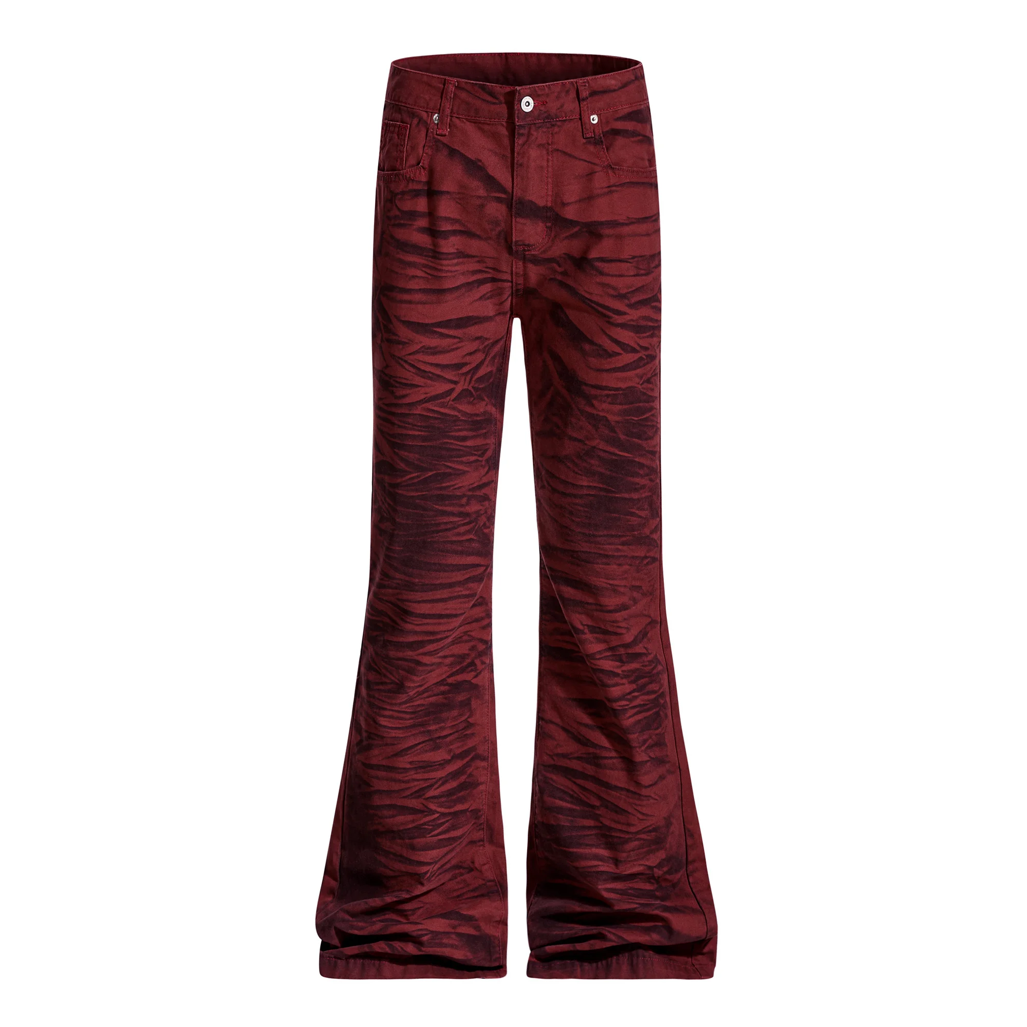 

Джинсы-клеш с принтом «Красный тигр» в стиле ретро, модные, в стиле High Street, унисекс, облегающие, для мужчин и женщин