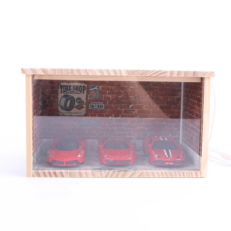 1:32 1:43 Car 1:18 1:18 Motorbikes Garage Model Solid Wood Car Parking Space Model Storage Decoration Parking Lot