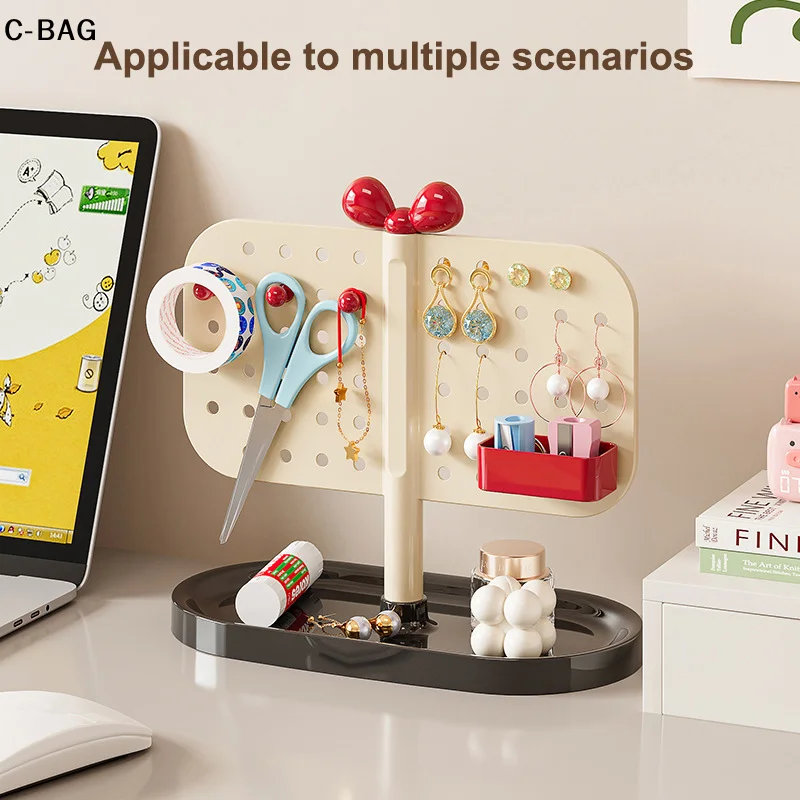 حامل منظم المجوهرات المكتبي مع رفوف تخزين صينية للأقراط والقلائد والخواتم وصناديق وعرض المجوهرات