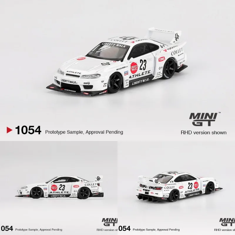Diecast MINIGT 1:64 Scale White No. 23 S15 SILVIA Widebody Alloy Car Model