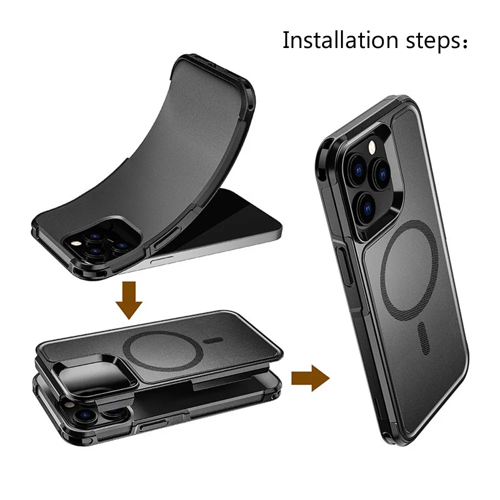 Magnetic Case for iPhone 15 14 Pro Max Plus 13 mini 12 for MagSafe Military Grade Drop Protective Tough Shockproof Case