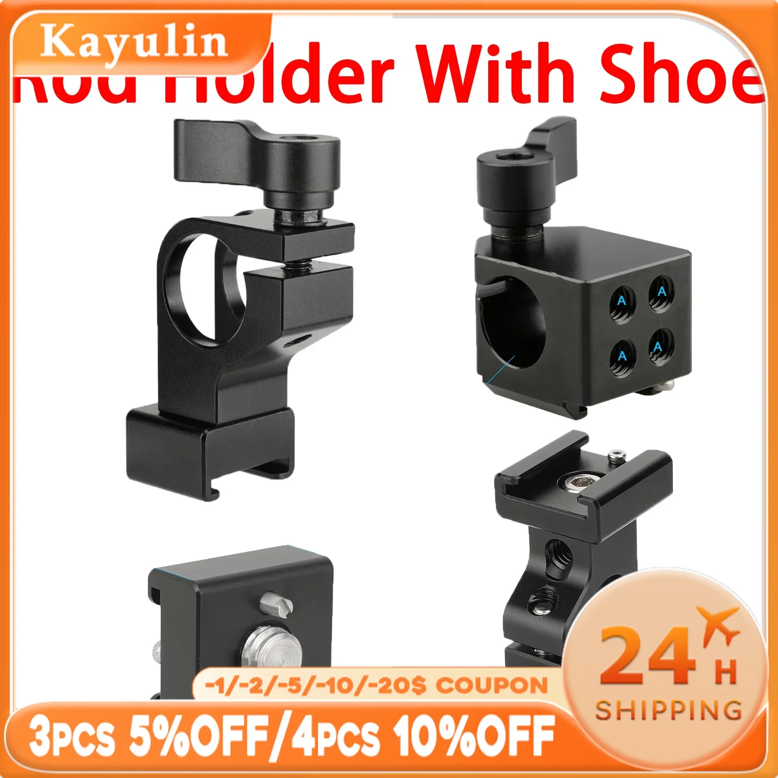 

KAYULIN 15mm 19mm Rod Holder With Cold Shoe Mount Adapter & ARRI Locating Pins For Rod-based Camera Accessories Monitor Holder