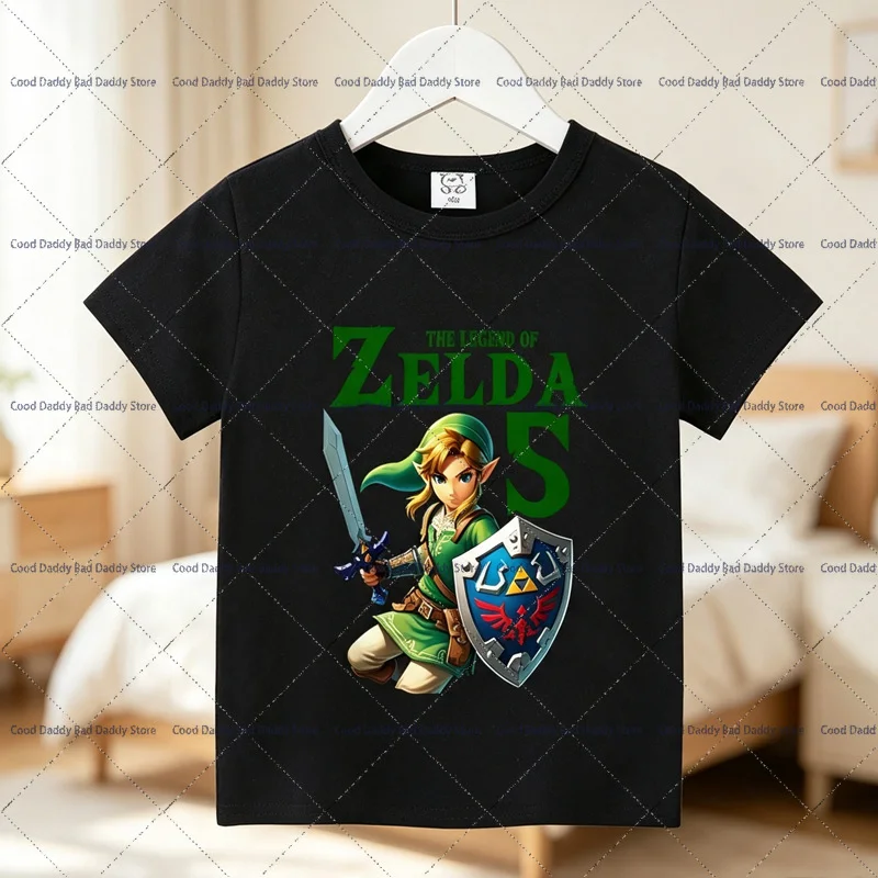 Game The Legend of Zelda T-shirt Birthday Number Print Y2k Clothes Boys Girls Tshirts Party Wear Tees Causal White Tops Gifts