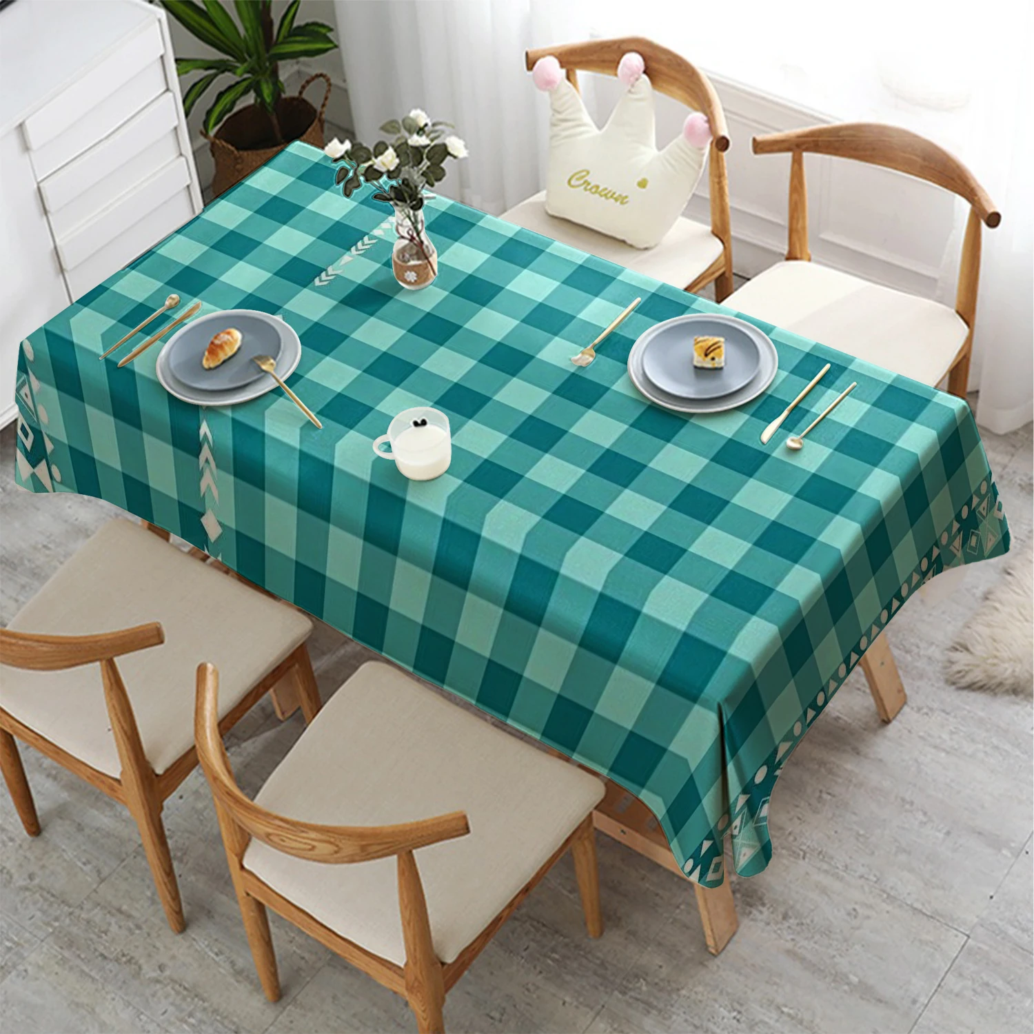 Checkered Pattern Tablecloth Restaurant Kitchen Tablecloth Living Room Home Decoration Rectangular Party Decoration
