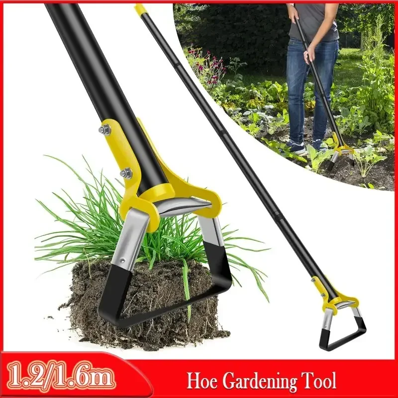 

Adjustable Garden Triangle Shovel for Loosening and Weeding Multi-Functional Removable Garden Long Pole Stirrup Ring Farm Hoe