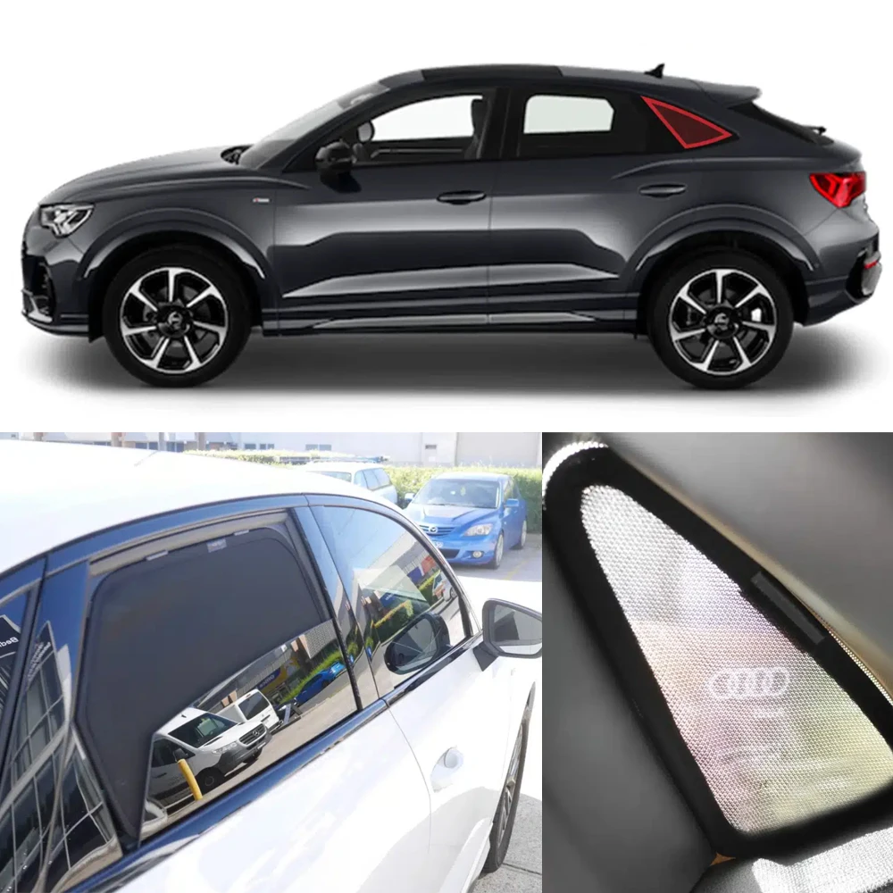 For Audi Q3 Sportback MK2 2019-2024 Magnetic Car Sunshade Shield Front Windshield Curtain Rear Side Baby Window Sun Shade Visor