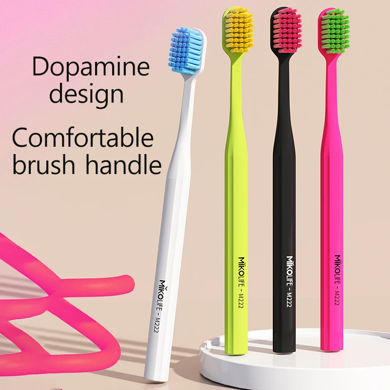 1PC Dopamine Couple Soft Bristled Toothbrush Household Adult Wide Head Travel Manual Toothbrush Deep Cleaning Teeth Oral Tools