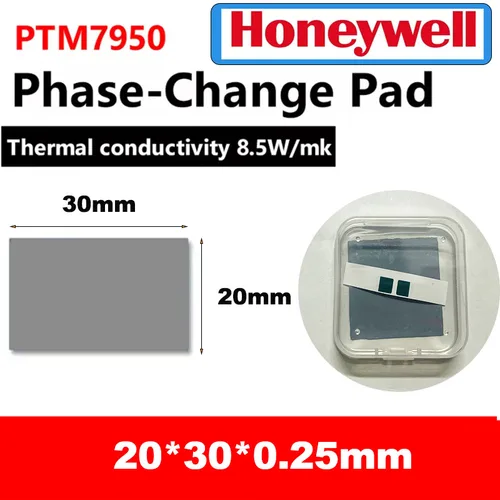 Honeywell PTM7950 0,25mm almohadilla de cambio de fase 8,5 W procesador almohadilla térmica portátil/CPU/GPU disipador térmico 40x40 20x30 grasa de pasta térmica