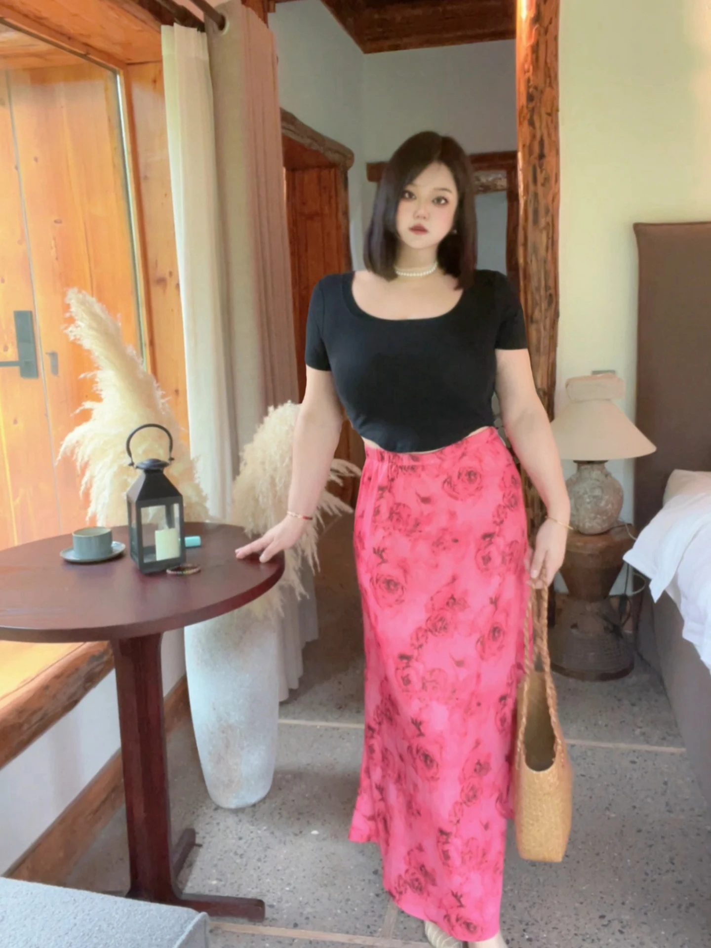 

plus Size Women's Printed Elastic Waist f Skirt Slimming A-Line Skirt for Pear aped Body High Waist Commute Sle Summer...